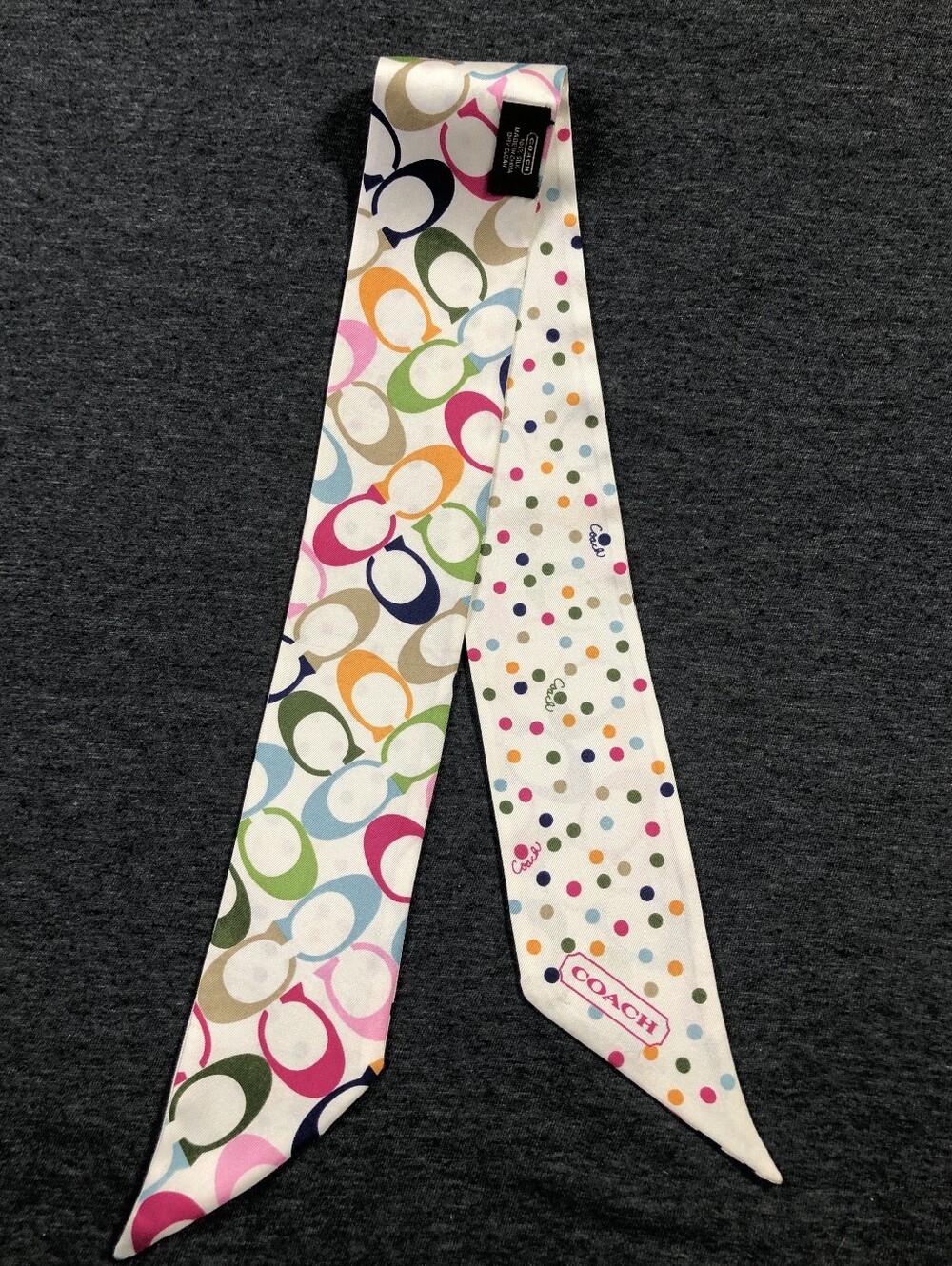 Coach Y2K Silk Multicolor Signature "C" Print Twilly.